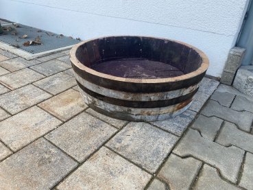 Holzfass 60 Liter dunkel, Pflanzkübel 1/3 225 Liter